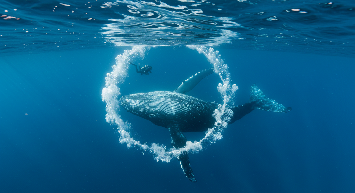 ザトウクジラが人間に向けて「バブルリング」を生成｜種間コミュニケーションの新たな証拠