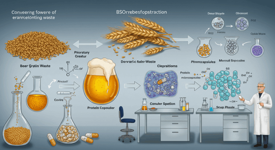 ノルウェー工科大学が開発、ビール醸造粕から医薬品カプセルを製造する革新技術