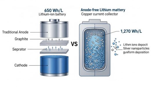韓国POSTECH、航続距離2倍のアノードフリー電池を開発──1,270Wh/Lを達成