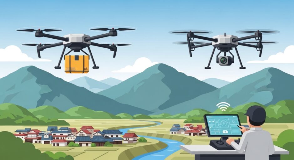 ACSL「PF4」で国内初の多数機同時運航実証へ、日本郵便と兵庫県豊岡市で物流・巡視を同時飛行