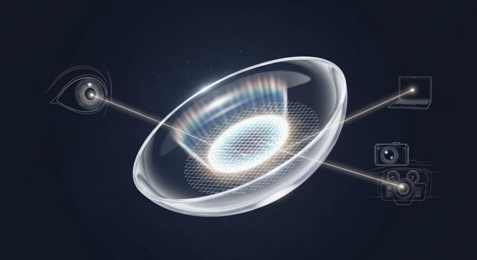 スマートコンタクトレンズを開発するディープテック企業 XPANCEO は、標準カメラを使用して業界水準の計測精度を実現するパッシブ視線追跡システムを発表した。コンタクトレンズに埋め込まれた2枚の極薄光学格子がモアレパターンを生成し、能動的な電子部品や専用電源を必要とせずに視線を追跡する。追跡モジュールのサイズは2.5×2.5ミリメートルで、生体適合性シリコーンエラストマーに封入されている。精度は0.3度で、ノートパソコン・車のダッシュボード・モバイルデバイス・ヘルメット搭載システムなど既存のカメラで読み取りが可能だ。パーキンソン病やアルツハイマー病の早期診断、および自動車・航空宇宙・産業現場での作業者の認知状態監視への応用が想定されている。研究成果は学術誌 Advanced Functional Materials に掲載された。 From: Deep-tech company develops high-precision passive eye-tracking technology for smart contact lenses 【編集部解説】 今回 XPANCEO が発表した技術の核心は、「モアレパターン」と呼ばれる光学現象の応用にあります。モアレパターンとは、2枚の細かい縞模様を重ねたときに生じる、より大きな干渉縞のことです。虫眼鏡の網目越しに別の網目を見たときに現れる縞模様をイメージすると分かりやすいでしょう。XPANCEO はこの現象をナノスケールの格子でコンタクトレンズ上に再現し、眼球の回転角度をわずか0.3度の精度で読み取ることに成功しました。 重要なのは、このレンズ自体には電池も回路も搭載されていないという点です。既存のアイトラッキング技術は赤外線照射装置と専用カメラを必要とし、装置の大型化・高コスト化・屋外での性能低下という課題を抱えてきました。対して XPANCEO のシステムは、すでにノートパソコンや車のダッシュボード、スマートフォンに内蔵されている標準カメラをそのまま利用できます。専用インフラが不要であることは、普及コストの大幅な削減を意味します。 医療分野への応用は特に注目に値します。パーキンソン病やアルツハイマー病の初期段階では、微細な眼球運動の乱れがバイオマーカーとして現れることが知られています。現在こうした検査は専用の臨床機器を用いた病院内での実施が前提ですが、この技術が実用化されれば、日常生活の中でウェアラブルデバイスとして継続的なモニタリングが可能になります。早期発見の間口が、大きく広がる可能性があります。 産業・交通安全の分野でも応用が期待されます。パイロットやトラック運転手、工場作業者の認知疲労や覚醒状態をリアルタイムで監視し、重大事故を未然に防ぐ仕組みとして機能しうるでしょう。 一方で、潜在的なリスクも見落とせません。視線データは個人の注意・関心・感情状態を反映する極めてセンシティブな情報です。「いつでも、どこでも」視線を追跡できる環境が整うほど、プライバシー侵害や監視技術への転用リスクは高まります。医療用途での個人データの管理・利用に関する規制整備は、技術の普及に先行して議論されるべき問題です。 長期的な視点で見れば、この技術は「スマートコンタクトレンズ」という概念を一段階前進させるものです。現時点では電子部品を持たない純粋な光学素子ですが、将来的にディスプレイ機能や生体センサーとの統合が進めば、眼球そのものがヒューマン・コンピューター・インターフェースの中心になる未来も現実味を帯びてきます。論文が査読付き学術誌 Advanced Functional Materials に掲載された事実は、この研究の科学的信頼性を裏付けるものであり、商用化への道のりが着実に開かれつつあることを示しています。 【参考情報】 【用語解説】 モアレパターン（Moiré Pattern） 2枚の細かい縞模様（格子）を重ね合わせたときに生じる、より大きな干渉縞のこと。格子の角度やずれによってパターンの見え方が大きく変化するため、微細な角度変化の検出に応用できる。写真やディスプレイの印刷で「縞ノイズ」として現れることでも知られる光学現象だ。 光学格子（Optical Grating） 極めて細かい平行な溝や縞が規則的に刻まれた光学素子。光を特定の方向に回折・干渉させる性質を持ち、分光器やセンサーに幅広く用いられる。今回の技術では2枚の格子をナノスケールの隙間で重ね、眼球の回転角度をパターンの変化として読み取る。 生体適合性シリコーンエラストマー（Biocompatible Silicone Elastomer） 生体組織に直接触れても毒性や炎症反応を起こしにくいシリコーン系の柔軟素材。コンタクトレンズの素材として広く使用されており、既存の製造プロセスとの互換性も高い。 バイオマーカー（Biomarker） 疾患や生理状態を客観的に示す生物学的指標のこと。血液検査の数値や画像所見などが代表例だが、近年は眼球運動のパターンもパーキンソン病やアルツハイマー病の早期診断における有力なバイオマーカーとして研究が進んでいる。 サッカード（Saccade） ある注視点から別の注視点へ眼球が素早く移動する運動のこと。通常は1秒間に数回発生し、その速度・精度・パターンが神経疾患の診断や疲労・認知状態の評価に活用される。 ヒューマン・コンピューター・インターフェース（HCI） 人間とコンピューターが情報をやり取りする接点・手段の総称。マウスやタッチスクリーンが従来の代表例だが、視線・音声・脳波など身体信号を活用した次世代インターフェースの研究が活発化している。 【参考リンク】 XPANCEO 公式サイト（外部） スマートコンタクトレンズをAI時代のコンピューティングプラットフォームとして開発するドバイ拠点のディープテック企業の公式サイトだ。 Contact Lens with Moiré Patterns for High‐Precision Eye Tracking（Wiley Online Library）（外部） 今回の発表の一次情報となる査読済み学術論文。著者はイリア・フラドキンほか。掲載誌は Advanced Functional Materials（2026年）だ。 XPANCEO プレスリリース（EurekAlert!）（外部） 米国科学振興協会（AAAS）運営の科学ニュース配信サービスに掲載された公式プレスリリース。技術仕様と応用分野を詳述している。 【参考記事】 Contact Lens with Moiré Patterns for High‐Precision Eye Tracking｜Advanced Functional Materials（外部） 今回の技術の一次情報となる査読済み論文。±15度の範囲で0.28度の角度分解能を実現したと報告。補助照明不要で標準カメラのみで動作し、生体適合性も確認済みだ。 XPANCEO develops high-precision passive eye-tracking technology for smart contact lenses｜EurekAlert!（外部） XPANCEO の公式プレスリリース。追跡モジュールが2.5×2.5ミリメートル、精度0.3度など具体的な数値と技術仕様を詳細に記載している。 Next-gen contact lenses promise futuristic eye-tracking without pricey gear｜Digital Trends（外部） 実用化のタイムラインや価格が現時点では不明確であることを指摘し、実世界での安定性・製造スケーラビリティ・安全性の検証が今後の課題と冷静に評価している。 XPANCEO Advances High-Precision Passive Eye-Tracking Technology for Smart Contact Lenses｜Bioengineer.org（外部） 2.5×2.5ミリメートルの追跡モジュール構造、4セクション構成のナノストライプパターン設計、AR/VRや産業安全への応用を技術的観点から詳述している。 XPANCEO unveils passive eye tracking using smart contact lenses｜News-Medical（外部） パーキンソン病・アルツハイマー病の診断バイオマーカーとしての視線追跡の重要性と、疲労・認知障害・中毒状態のリアルタイム検出への応用を医療的文脈で解説している。 【編集部後記】 コンタクトレンズが、視力矯正の道具から「眼球そのものをインターフェースにする装置」へと変わりつつあります。みなさんは、自分の視線データが日常的に記録・活用される未来を、どう感じますか。便利さとプライバシー、そのバランスについて、ぜひ一緒に考えてみたいと思っています。